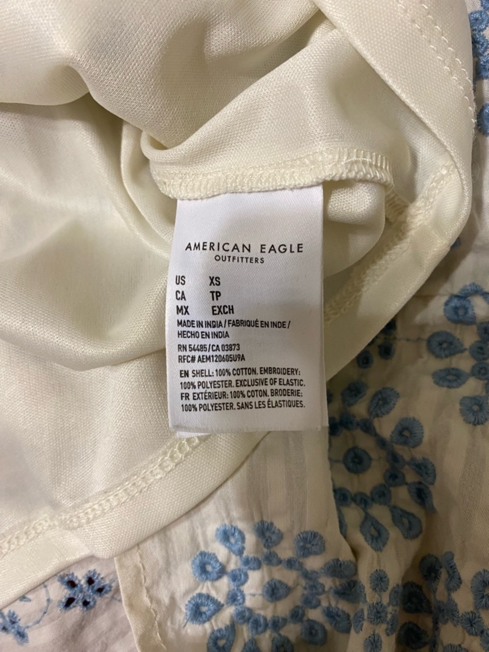 American Eagle Outfitters White Maxi Dress with Blue Floral Embroidery - Picture 7 of 7